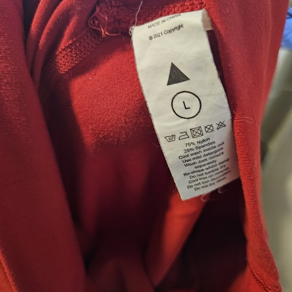 Vitality Solid Red High-Waisted Leggings Athletic Athleisure Workout Comfy Large - Picture 6 of 8